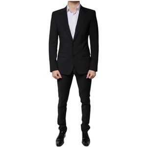 Dolce & Gabbana, Heren, Pakken, Zwart, Maat: XS Wol,