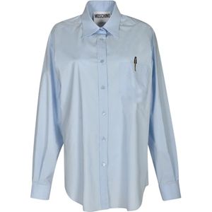 Moschino, Dames, Blouses & Shirts, Blauw, Maat: M