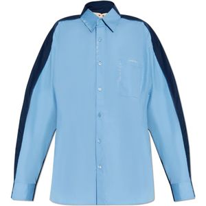 Marni, Dames, Blouses & Shirts, Blauw, Maat: S Katoen,