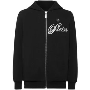 Philipp Plein, Heren, Sweatshirts & Hoodies, Zwart, Maat: M Katoen,