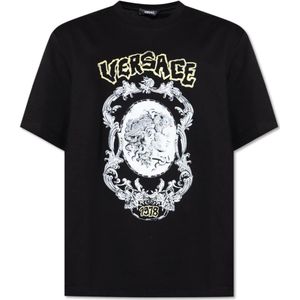 Versace, Heren, Tops, Zwart, Maat: M Katoen,