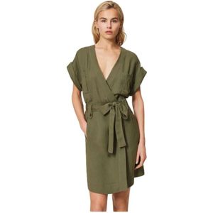 Twinset, Dames, Jurken, Groen, Maat: S Linnen,
