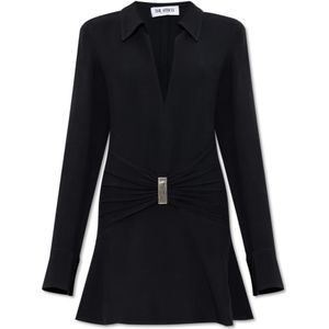The Attico, Dames, Jurken, Zwart, Maat: 2XS Leer,