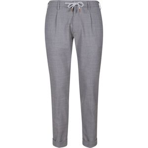 Eleventy - Jogger Broek - Blauw - Wol - Suède Details