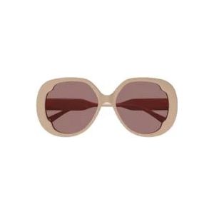 Chloé Vlinder Zonnebril Ivory Brown , White , Dames , Maat: 56 MM