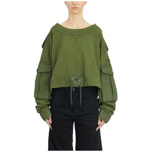 Dsquared2, Dames, Sweatshirts & Hoodies, Groen, Maat: S Katoen,