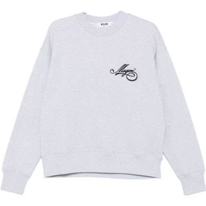 Msgm, Dames, Sweatshirts & Hoodies, Grijs, Maat: M Zijde,