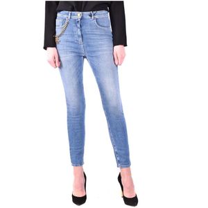 Elisabetta Franchi, Dames, Jeans, Blauw, Maat: W30 Katoen,