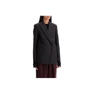 Lanvin Double-Breasted Plumetis Wollen Blazer , Gray , Dames , Maat: S