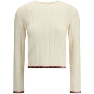 Thom Browne, Dames, Truien, Beige, Maat: 2XS Wol,