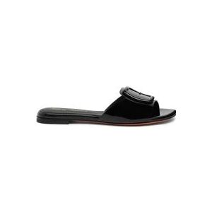 Santoni Lakleren Slide Sandaal , Black , Dames , Maat: 37 1/2 EU