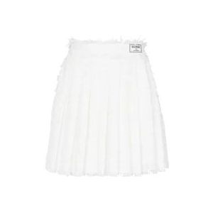 Balmain Gerande tweed skaterrok , White , Dames , Maat: 2XS