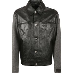 Versace, Heren, Jassen, Zwart, Maat: L Wol,