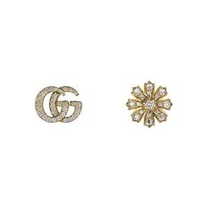 Gucci Flora oorbellen met Double G detail in geel goud en diamanten , Yellow , Dames , Maat: ONE Size