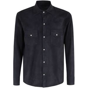 Eleventy, Heren, Overhemden, Blauw, Maat: M Katoen,