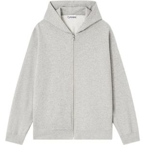 Ganni, Dames, Sweatshirts & Hoodies, Grijs, Maat: 2Xs/Xs Katoen,