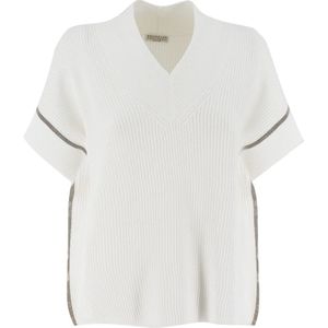 Brunello Cucinelli, Dames, Truien, Wit, Maat: XS Katoen,