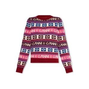 Ganni Gebreide trui met patroon , Multicolor , Dames , Maat: L