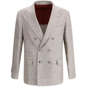 Brunello Cucinelli, Heren, Jassen, Bruin, Maat: L Linnen,