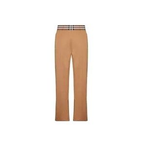 Burberry Check-Trim Jogging Broek Bruin , Brown , Heren , Maat: M