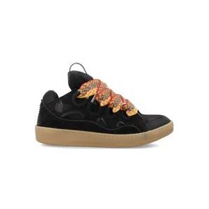 Lanvin Zwarte Leren Curb Sneakers , Black , Heren , Maat: 41 EU