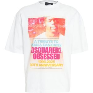 Dsquared2, Heren, Tops, Wit, Maat: M Katoen,