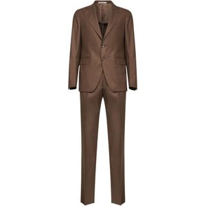 Tagliatore, Heren, Pakken, Bruin, Maat: S Wol,