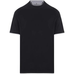 Brunello Cucinelli, Heren, Tops, Zwart, Maat: M Katoen,