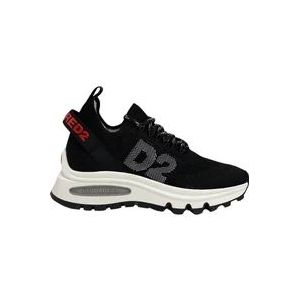 Dsquared2 Dames elastische sneaker met merklogo , Black , Dames , Maat: 40 EU