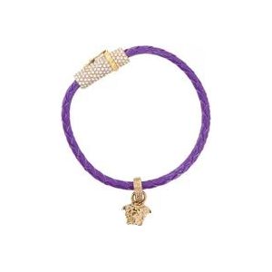 Versace Gevlochten Medusa Bedel Armband , Purple , Dames , Maat: L