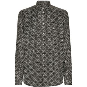 Dolce & Gabbana, Heren, Overhemden, Zwart, Maat: XL Zijde,