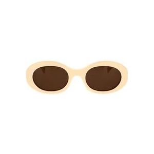 Celine Ovale zonnebril ivoor bruine organische lenzen , Beige , Dames , Maat: 52 MM