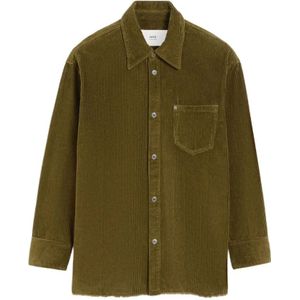 Ami Paris, Heren, Overhemden, Groen, Maat: 2XS Corduroy,