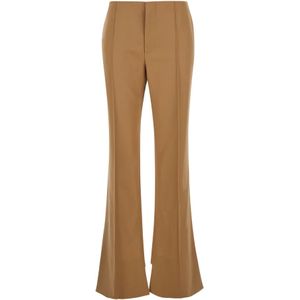 Chloé - Broeken - Beige - Grain de poudre wol - Asymmetrische zoom