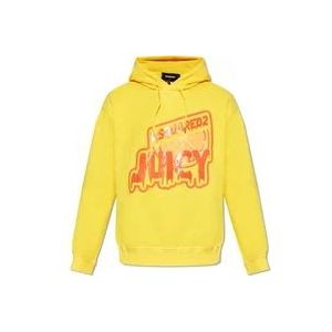 Dsquared2 Bedrukte hoodie , Yellow , Heren , Maat: 2XL