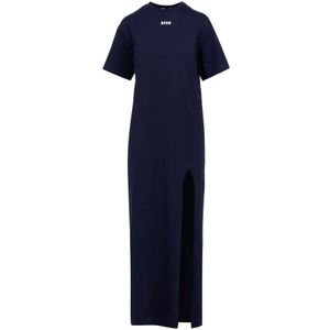Msgm, Dames, Jurken, Blauw, Maat: S Katoen,