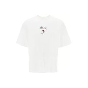 Burberry Geborduurde Roos Loose Fit T-Shirt , White , Heren , Maat: XL