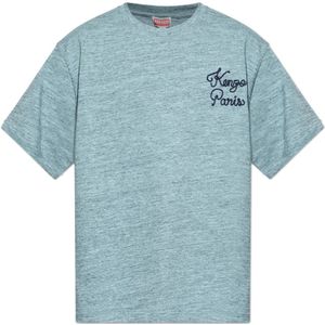 Kenzo, Heren, Tops, Blauw, Maat: L Katoen,