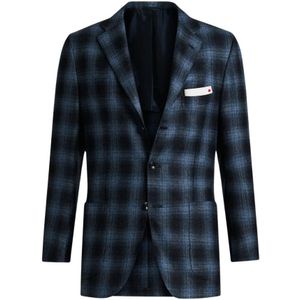 Kiton, Heren, Jassen, Blauw, Maat: 2XL Kasjmier,