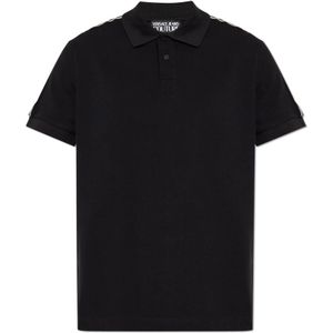 Versace Jeans Couture, Heren, Tops, Zwart, Maat: M Piqué,