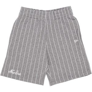New Era - Korte Broeken - Grijs - Gestreepte Shorts Heather Grey/Wit