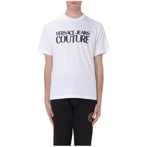Versace Jeans Couture, Heren, Tops, Wit, Maat: 2XL Jersey,