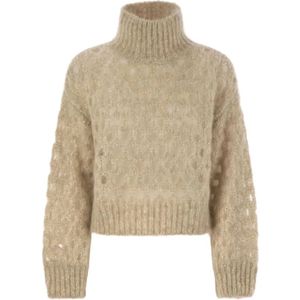 Brunello Cucinelli, Dames, Truien, Beige, Maat: S Wol,