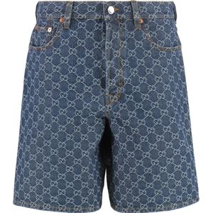 Gucci, Dames, Korte broeken, Blauw, Maat: W25 Denim,