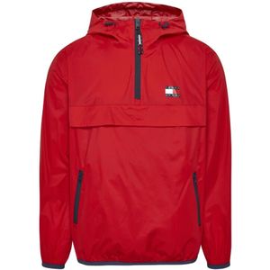 Tommy Jeans, Heren, Jassen, Rood, Maat: S Nylon,
