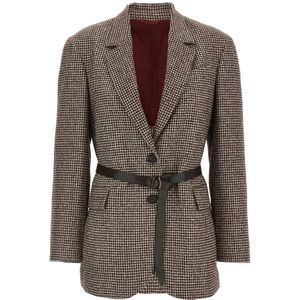 Brunello Cucinelli, Dames, Jassen, Bruin, Maat: S Wol,
