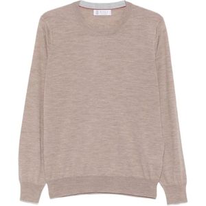 Brunello Cucinelli, Heren, Truien, Bruin, Maat: S Kasjmier,