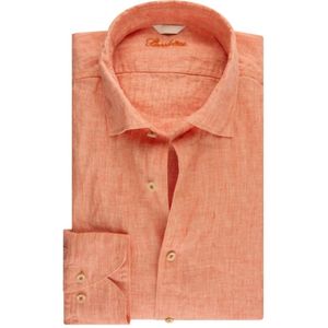 Stenströms, Heren, Overhemden, Oranje, Maat: M Linnen,