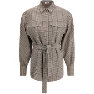 Brunello Cucinelli, Dames, Blouses & Shirts, Bruin, Maat: M Wol,