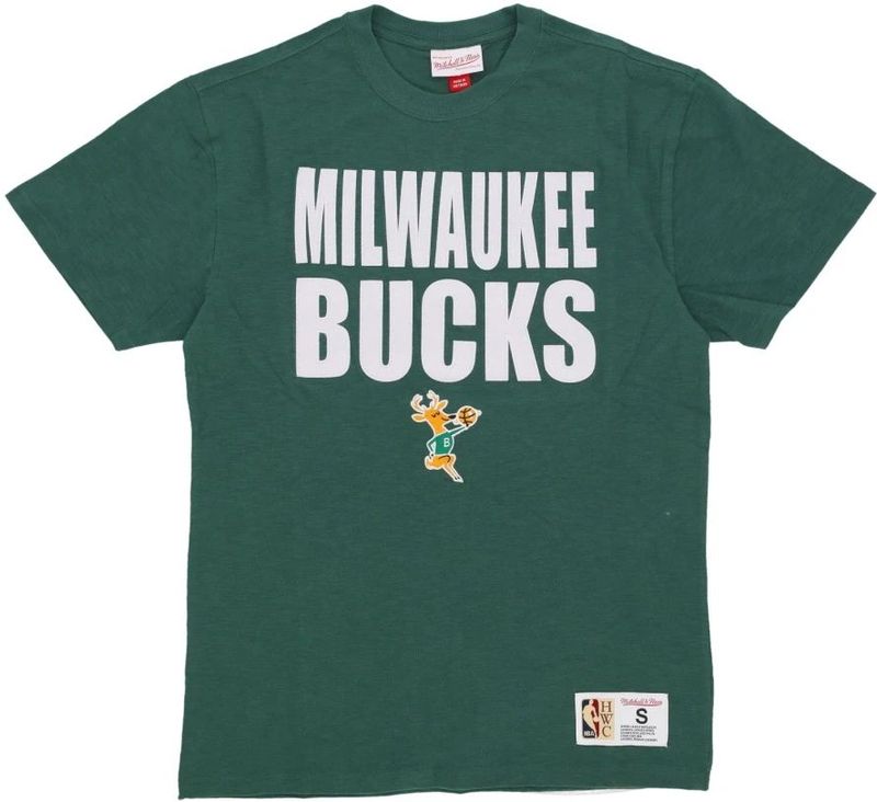 Mitchell & Ness - Milwaukee Bucks NBA Tee - Groen - Heren T-shirt - Katoen